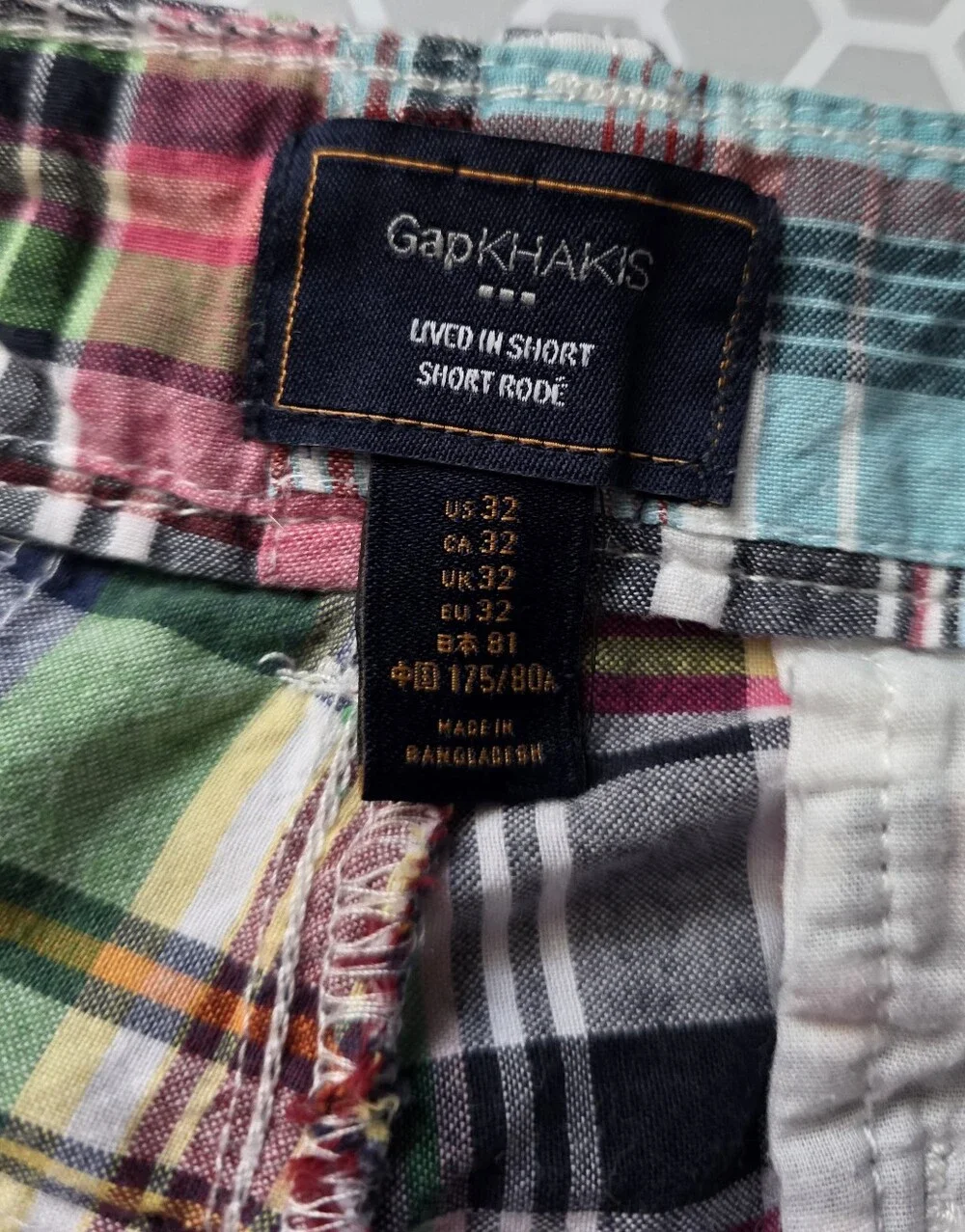 Gap Lived In Madras Patchwork Plaid Shorts Cotton Breathable Preppy Nantucket 32